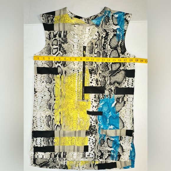 Joan Vass Mini Geometrical Design Dress W/ Snake Skin Pattern Yellow Black SM - Picture 2 of 7